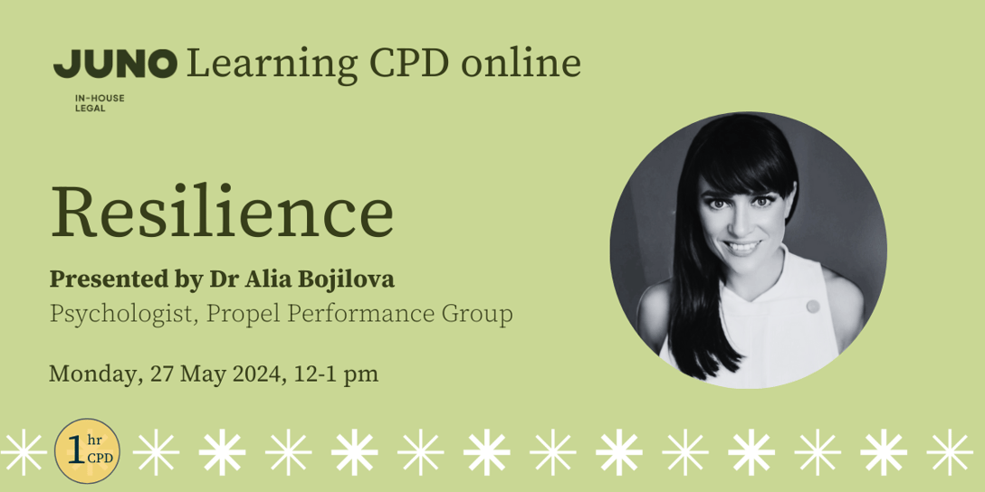 Juno Learning Resilience banner with Dr Alia Bojilova